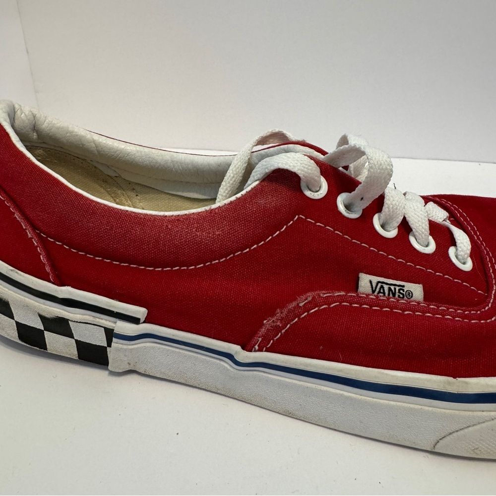 Vans Red Canvas Checkerboard Heel Sneakers Size 10 Men / 11.5 Women - Picture 6 of 16